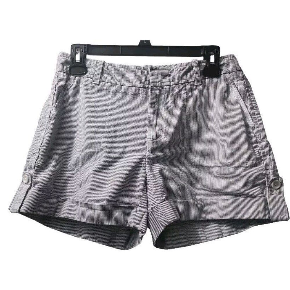 Banana Republic Women's‎ Size 6 Short Martin Fit White Blue Stripes